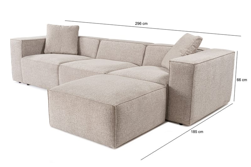 Kaolins Sofa med Sjeselong 3-seter - Mokka - Møbler - Sofaer - Sofaer med sjeselong - 3 seters sofa med divan