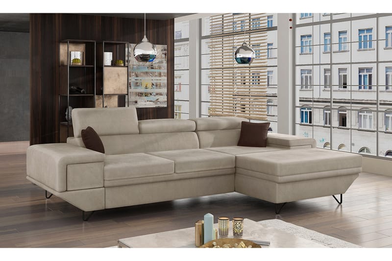 Kollekind Sofa med Divan 3-seter - Beige/Brun - Møbler - Sofaer - Sofaer med sjeselong - 3 seters sofa med divan