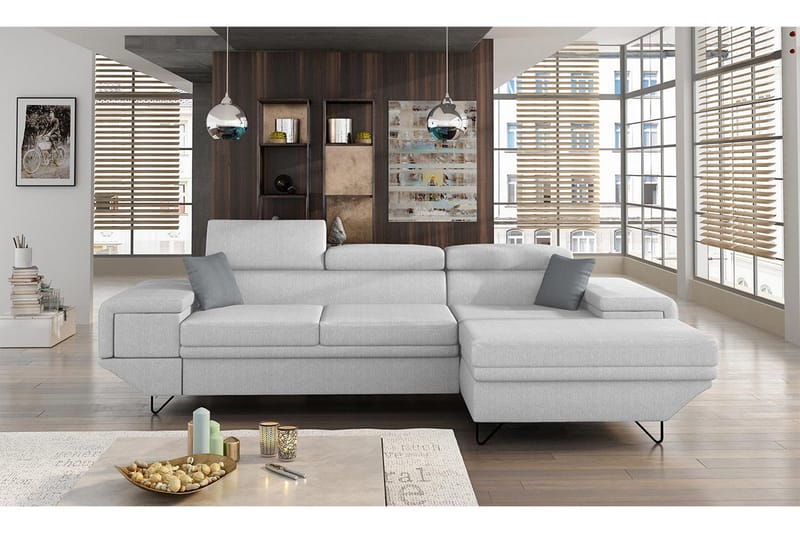 Kollekind Sofa med Divan 3-seter - Lys grå/Grå - Møbler - Sofaer - Sofaer med sjeselong - 3 seters sofa med divan