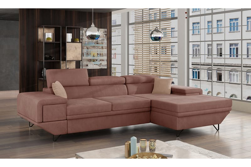 Kollekind Sofa med Divan 3-seter - Rosa - Møbler - Sofaer - Sofaer med sjeselong - 3 seters sofa med divan