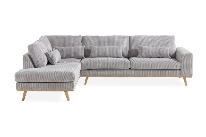 L-sofa Haga 2,5-seter - Lysegrå - 2 seters sofa med divan - 4 seters sofa med divan - Fløyelssofaer - Skinnsofaer - 3 seters sofa med divan - Sofaer med sjeselong