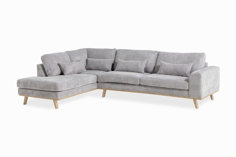 L-sofa Haga 2,5-seter - Lysegrå - 2 seters sofa med divan - 4 seters sofa med divan - Fløyelssofaer - Skinnsofaer - 3 seters sofa med divan - Sofaer med sjeselong