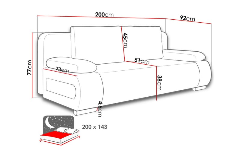 Marheim Sofa med Divan 3-seter - Svart/Hvit - Møbler - Sofaer - Sofaer med sjeselong - 3 seters sofa med divan