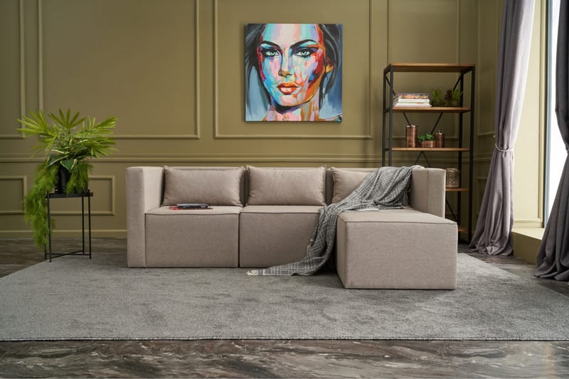 Modulsofa med Sjeselong Norway Lina - Kremhvit - 4 seters sofa med divan - Sofaer med sjeselong