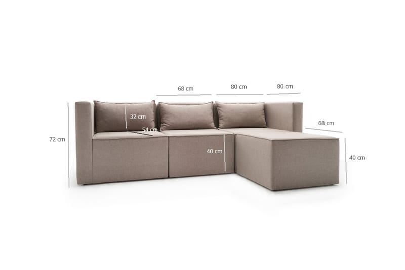 Modulsofa med Sjeselong Norway Lina - Kremhvit - 4 seters sofa med divan - Sofaer med sjeselong