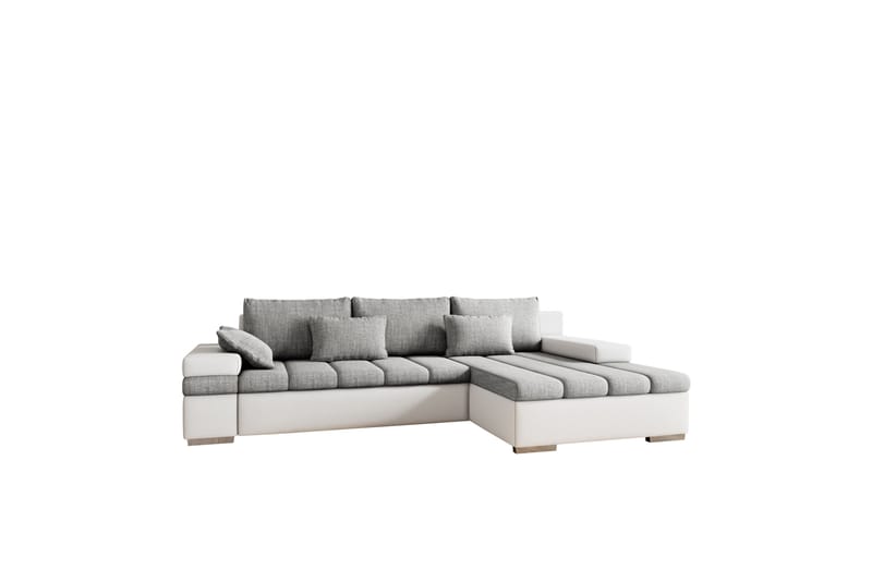 Naoma Sofa med Sjeselong 3-seter - Hvit/Lys grå - Møbler - Sofaer - Sofaer med sjeselong - 3 seters sofa med divan