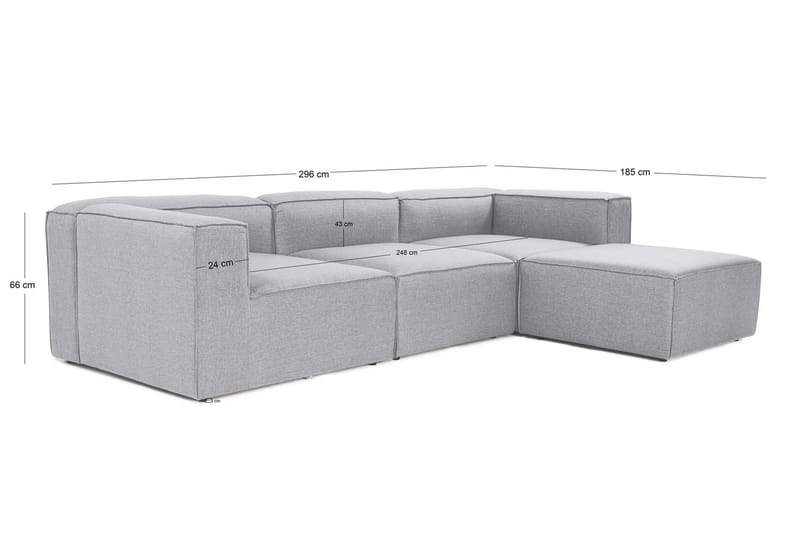 Redlands Sofa med Sjeselong 3-seter - Grå - Møbler - Sofaer - Sofaer med sjeselong - 3 seters sofa med divan