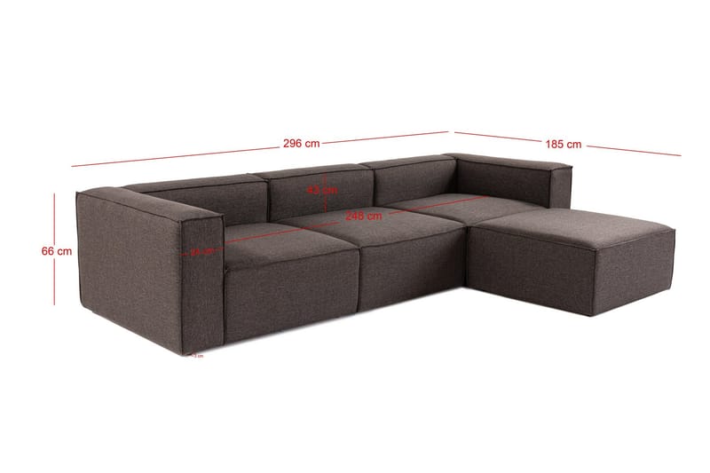 Redlands Sofa med Sjeselong 3-seter - Mørk brun - Møbler - Sofaer - Sofaer med sjeselong - 3 seters sofa med divan