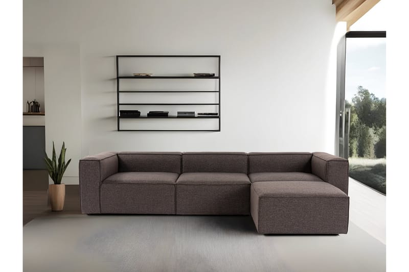 Redlands Sofa med Sjeselong 3-seter - Mørk brun - Møbler - Sofaer - Sofaer med sjeselong - 3 seters sofa med divan