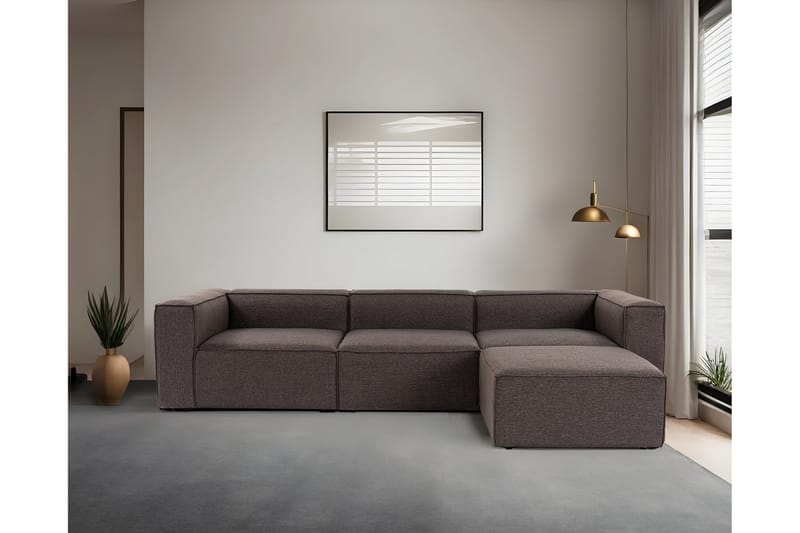 Redlands Sofa med Sjeselong 3-seter - Mørk brun - Møbler - Sofaer - Sofaer med sjeselong - 3 seters sofa med divan