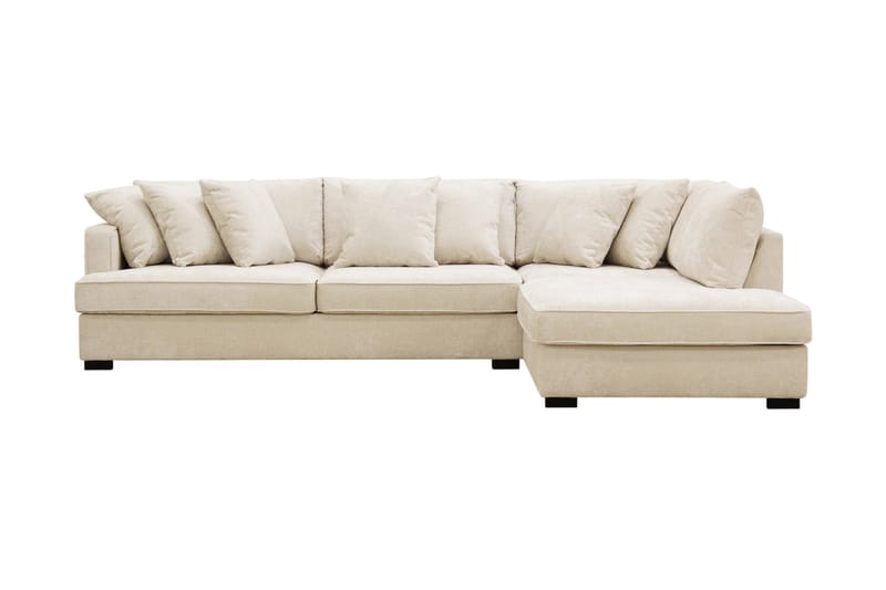 Rossi Dybde 3-seter L Fløyelssofa med Sjeselong Høyre - Lys Beige - Møbler - Sofaer - Sofaer med sjeselong - 4 seters sofa med divan