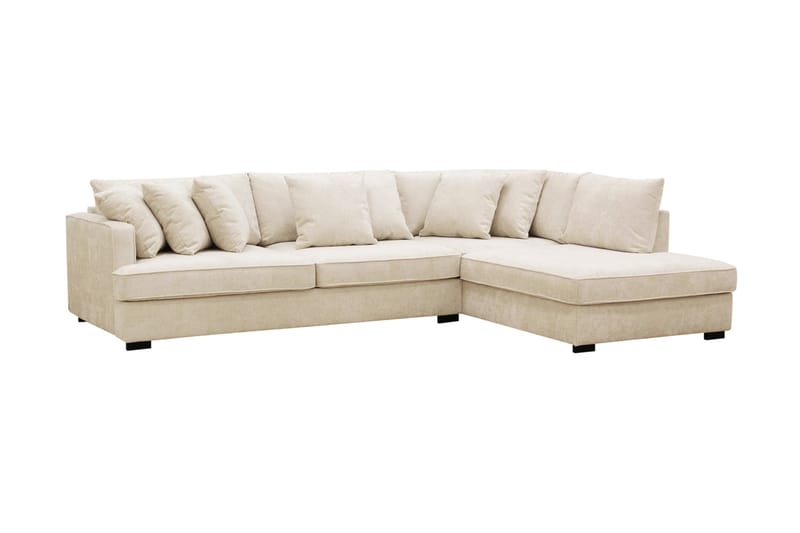 Rossi Dybde 3-seter L Fløyelssofa med Sjeselong Høyre - Lys Beige - Møbler - Sofaer - Sofaer med sjeselong - 4 seters sofa med divan