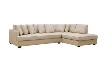 Rossita 4-seters Hjørnesofa hel pute i Bouclé Høyre - Beige - Møbler - Sofaer - Sofaer med sjeselong - 4 seters sofa med divan