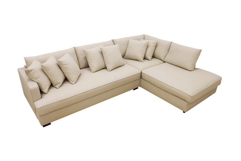 Rossita 4-seters Hjørnesofa hel pute i Bouclé Høyre - Beige - Møbler - Sofaer - Sofaer med sjeselong - 4 seters sofa med divan