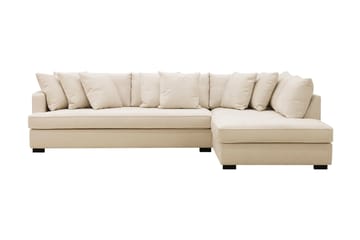 Rossita 4-seters Hjørnesofa hel pute i Fløyel Høyre - Beige - Møbler - Sofaer - Sofaer med sjeselong - 4 seters sofa med divan