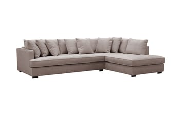 Rossita 4-seters Hjørnesofa hel pute i Fløyel Høyre - Grå/Brun - Møbler - Sofaer - Sofaer med sjeselong - 4 seters sofa med divan