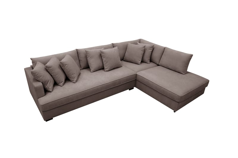 Rossita 4-seters Hjørnesofa hel pute i Stoff Høyre - Brun - Møbler - Sofaer - Sofaer med sjeselong - 4 seters sofa med divan