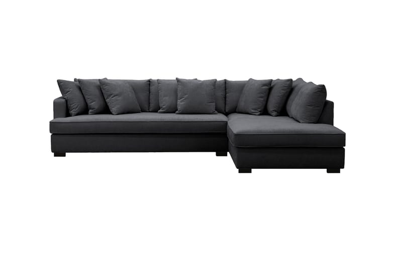 Rossita 4-seters Hjørnesofa hel pute i Fløyel Høyre - Svart - Møbler - Sofaer - Sofaer med sjeselong - 4 seters sofa med divan