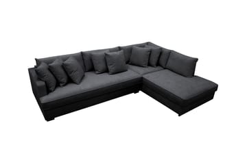 Rossita 4-seters Hjørnesofa hel pute i Fløyel Høyre - Svart - Møbler - Sofaer - Sofaer med sjeselong - 4 seters sofa med divan