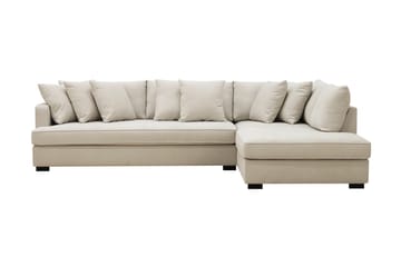 Rossita 4-seters Hjørnesofa hel pute i Stoff Høyre - Beige - Møbler - Sofaer - Sofaer med sjeselong - 4 seters sofa med divan