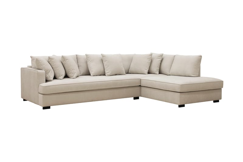 Rossita 4-seters Hjørnesofa hel pute i Stoff Høyre - Beige - Møbler - Sofaer - Sofaer med sjeselong - 4 seters sofa med divan