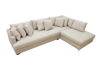 Rossita 4-seters Hjørnesofa hel pute i Stoff Høyre - Beige - Møbler - Sofaer - Sofaer med sjeselong - 4 seters sofa med divan