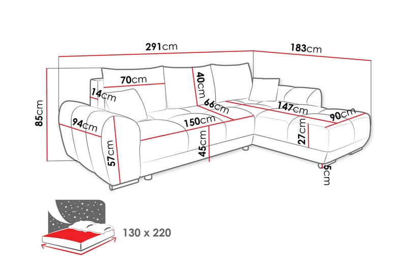 Simerly Sofa med Divan 3-seter - Beige - Møbler - Sofaer - Sofaer med sjeselong - 3 seters sofa med divan