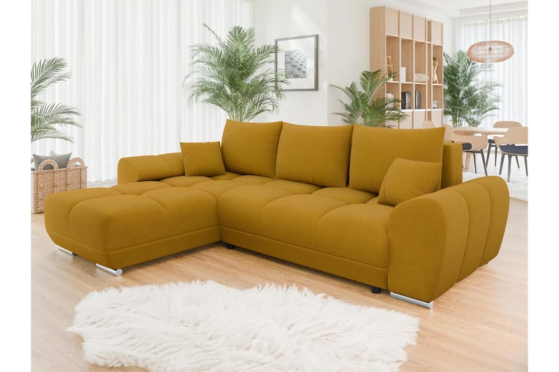 Simerly Sofa med Divan 3-seter - Gul - Møbler - Sofaer - Sofaer med sjeselong - 3 seters sofa med divan