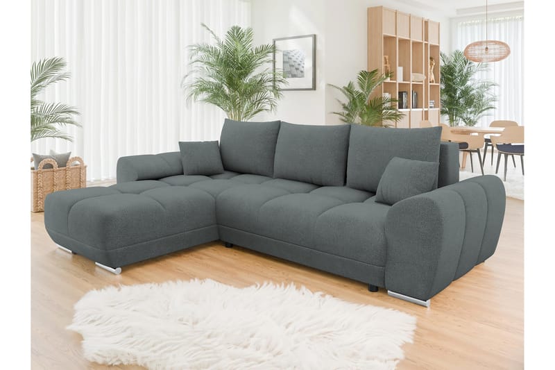 Simerly Sofa med Divan 3-seter - Mørk grå - Møbler - Sofaer - Sofaer med sjeselong - 3 seters sofa med divan