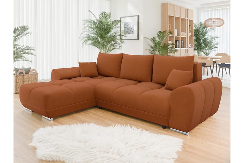 Simerly Sofa med Divan 3-seter - Oransje - Møbler - Sofaer - Sofaer med sjeselong - 3 seters sofa med divan