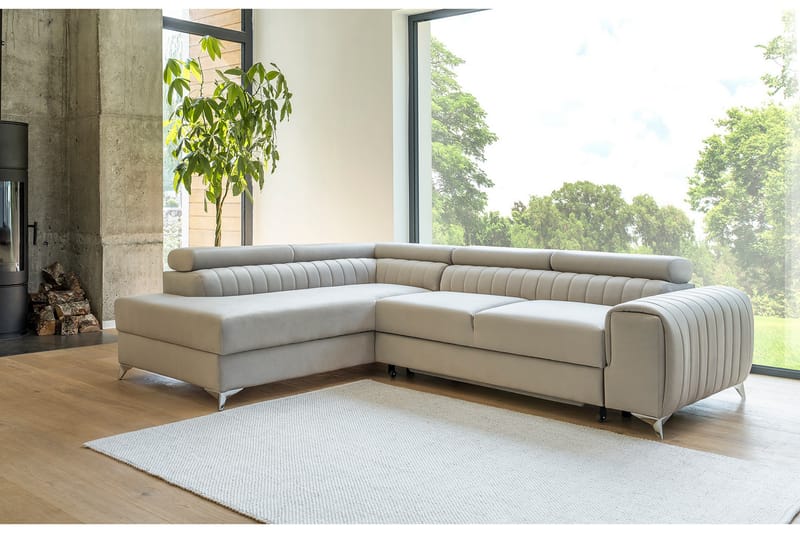 Sjeselong sofa Laucha Venstre - Beige - Møbler - Sofaer - Sofaer med sjeselong