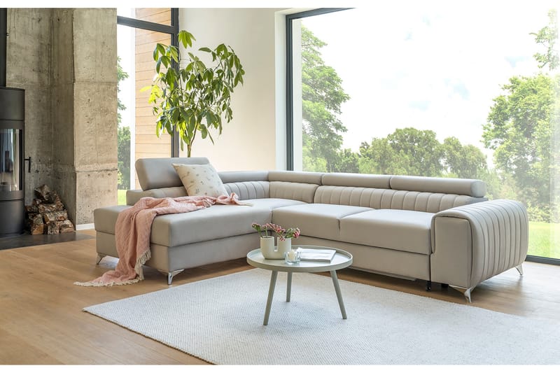 Sjeselong sofa Laucha Venstre - Beige - Møbler - Sofaer - Sofaer med sjeselong