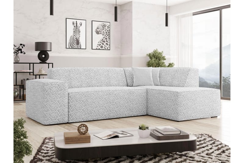 Slucajno Sofa med Sjeselong 3-seter - Lys grå - Møbler - Sofaer - Sofaer med sjeselong - 3 seters sofa med divan