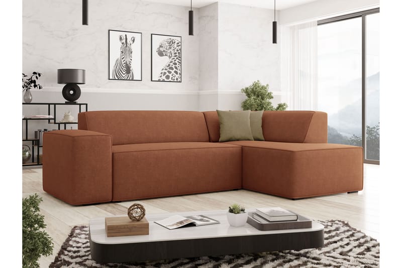 Slucajno Sofa med Sjeselong 3-seter - Oransje/Beige - Møbler - Sofaer - Sofaer med sjeselong - 3 seters sofa med divan