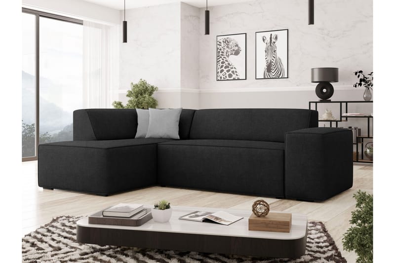 Slucajno Sofa med Sjeselong 3-seter - Svart/Grå - Møbler - Sofaer - Sofaer med sjeselong - 3 seters sofa med divan