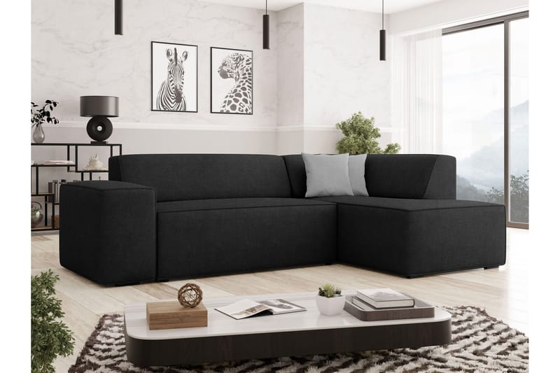 Slucajno Sofa med Sjeselong 3-seter - Svart/Grå - Møbler - Sofaer - Sofaer med sjeselong - 3 seters sofa med divan