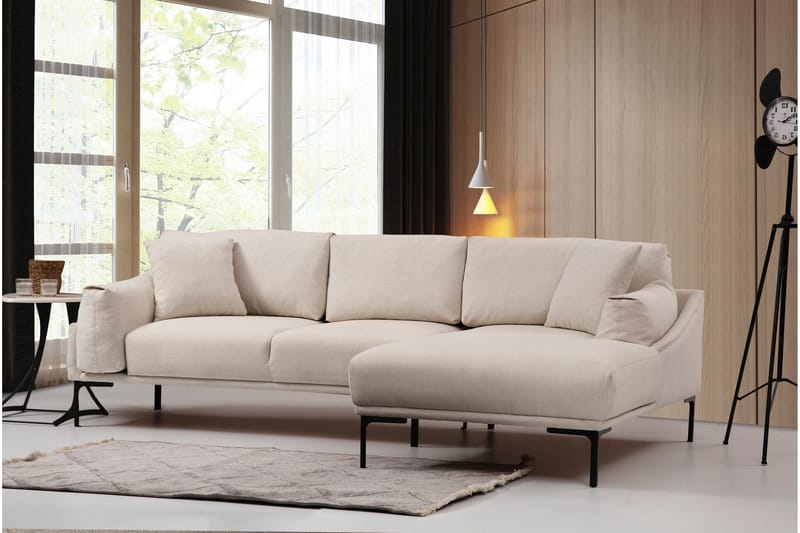 Sofa m. Divan Lumsden 4-seters - Krem - Møbler - Sofaer - Sofaer med sjeselong - 4 seters sofa med divan