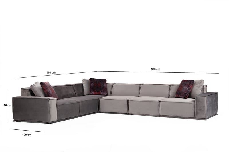 Sofa m. Divan Woodlaw 6-seters - Grå - Møbler - Sofaer - Sofaer med sjeselong