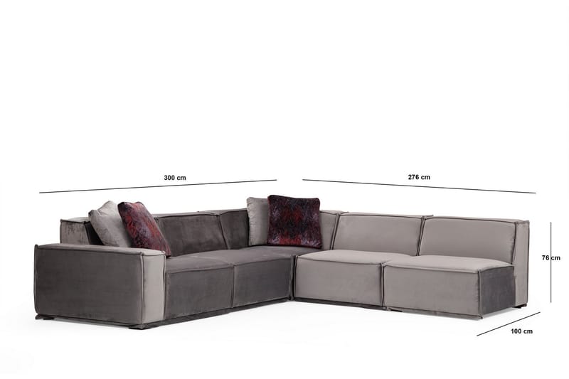 Sofa m. Divan Woodlaw 6-seters - Grå - Møbler - Sofaer - Sofaer med sjeselong