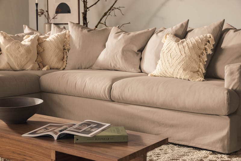 Sofa med Sjeselong Armunia Venstre - Beige - Møbler - Sofaer - Sofaer med sjeselong - 4 seters sofa med divan