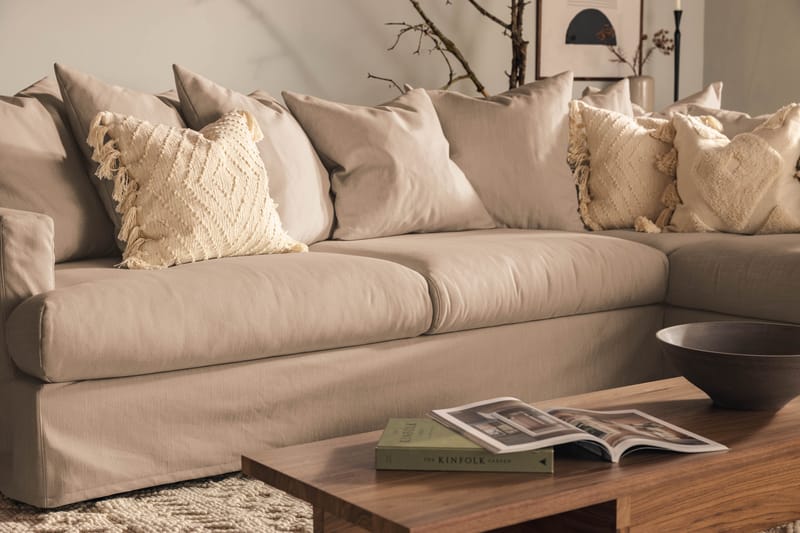 Sofa med Sjeselong Menard Høyre - Beige - Møbler - Sofaer - Sofaer med sjeselong - 4 seters sofa med divan