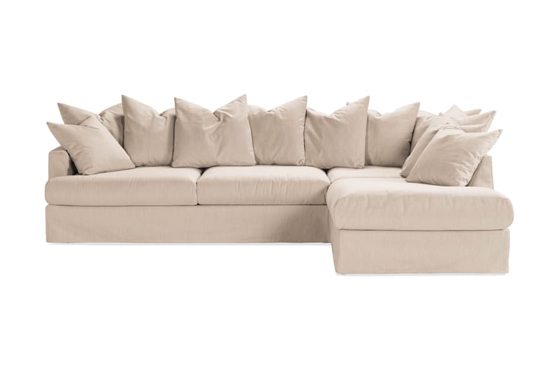 Sofa med Sjeselong Menard Høyre - Beige - Møbler - Sofaer - Sofaer med sjeselong - 4 seters sofa med divan