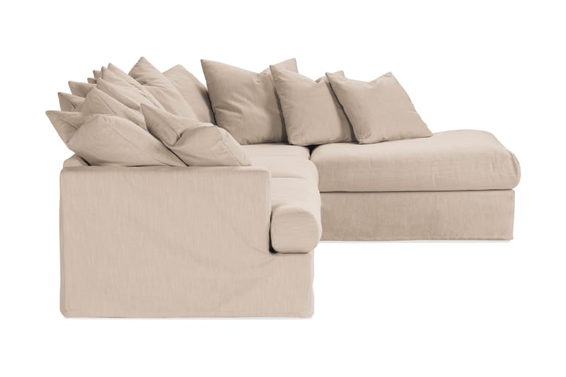 Sofa med Sjeselong Menard Høyre - Beige - Møbler - Sofaer - Sofaer med sjeselong - 4 seters sofa med divan