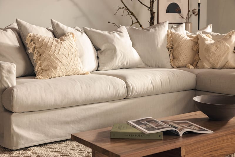 Sofa med Sjeselong Menard Høyre - Beige - Møbler - Sofaer - Sofaer med sjeselong - 4 seters sofa med divan