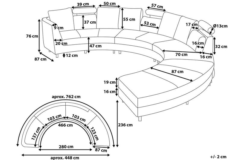 Sovesofa Rotunde 448 cm - Brun - Møbler - Sofaer - Sofaer med sjeselong