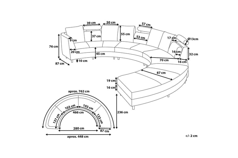 Sovesofa Rotunde 448 cm - Brun - Møbler - Sofaer - Sofaer med sjeselong