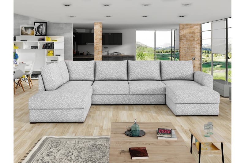 Taberk Sofa med Sjeselong og Divan 4-seter - Lys grå - Møbler - Sofaer - Sofaer med sjeselong - 4 seters sofa med divan