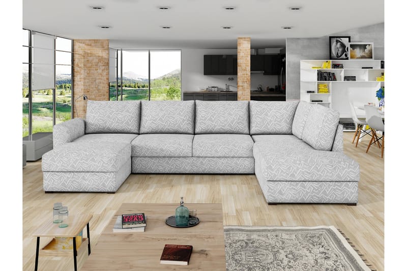 Taberk Sofa med Sjeselong og Divan 4-seter - Lys grå - Møbler - Sofaer - Sofaer med sjeselong - 4 seters sofa med divan