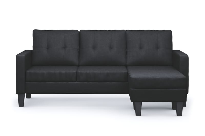 Vislanda 3-seters Sofa med Sjeselong - Svart - Møbler - Sofaer - Sofaer med sjeselong - 3 seters sofa med divan