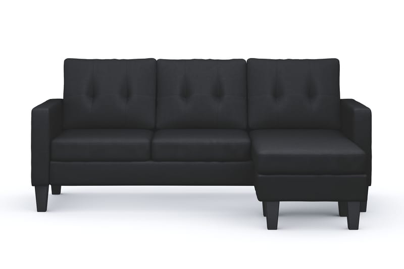 Vislanda 3-seters Sofa med Sjeselong - Svart - Møbler - Sofaer - Sofaer med sjeselong - 3 seters sofa med divan